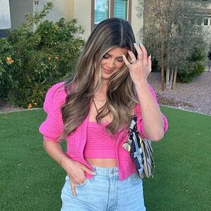 MAJORELLE Pink Cardigan Sweater Set